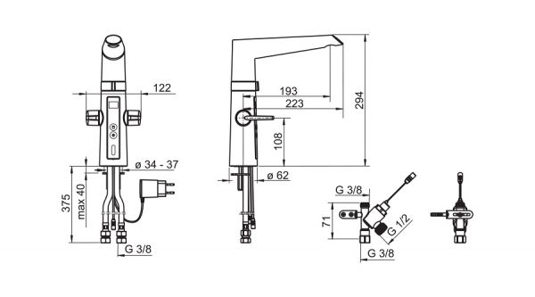 Hansa Hansafit Hybrid Spültisch-Elektronik-Einlochbatterie, Infrarot, mit Geräteabsperrventil, chrom