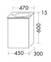 Vorschau: Burgbad Fiumo Gästebad Mineralguss-Handwaschbecken 47x30,1cm mit Waschtischunterschrank