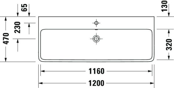 Duravit Qatego Aufsatz-Waschtisch 120x47cm mit 1 Hahnloch, geschliffen, weiß