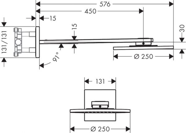 Axor ShowerSolutions Kopfbrause 250 2jet mit Brausearm