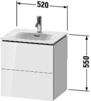 Vorschau: Duravit L-Cube Waschtischunterschrank wandhängend 52x42cm mit 2 Schubladen für Viu 234453, techn. Zeichnung