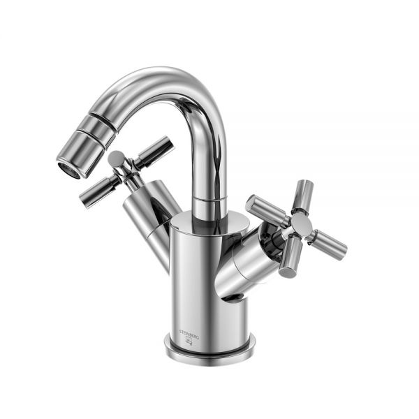 Steinberg Serie 250 Bidet-Zweigriffarmatur mit Ablaufgarnitur, chrom