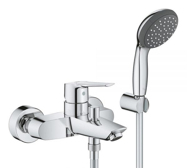 Grohe Start Quick-Fix Einhand-Wannenbatterie, für Wandmontage, mit Vitalo Brausegarnitur, chrom 23413002