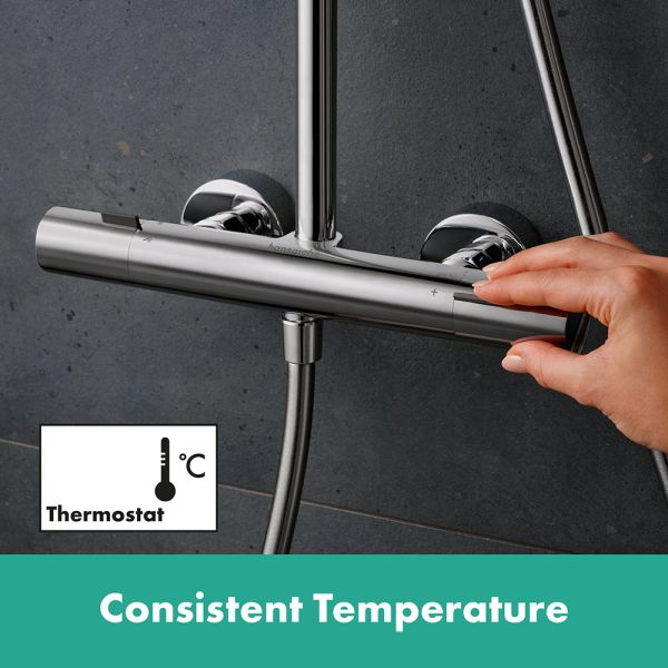 hansgrohe Pulsify S Puro Duschsystem 260 mit Ecostat Fine & 3 jet Handbrause