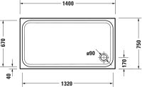 Vorschau: Duravit D-Code Duschwanne 141,5x76,5cm, Sanitäracryl, weiß