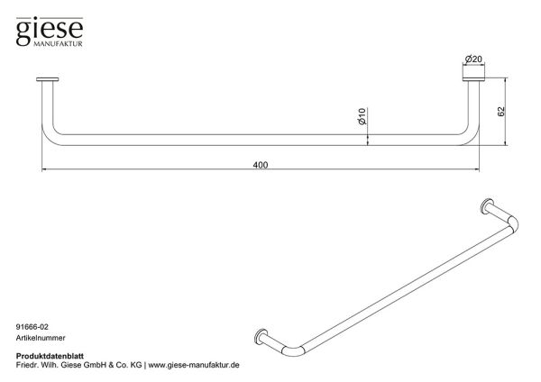 Giese Handtuchbügel starre Ausführung 41cm, chrom