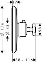 Vorschau: Axor Montreux Thermostat Unterputz mit Kreuzgriff 43l/min