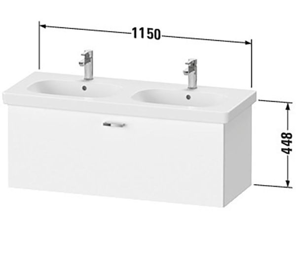 Duravit XBase Waschtischunterschrank 115cm, mit 1 Auszug, passend zu Doppelwaschtisch D-Code 034812