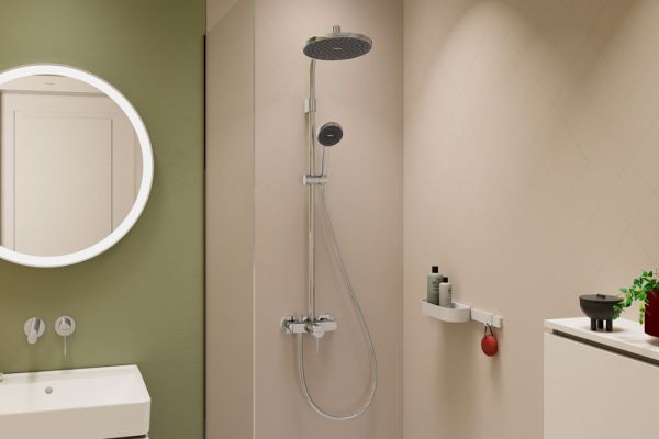 hansgrohe Activera S Duschsystem 240 1jet mit Einhebelmischer Varia, EcoSmart, chrom