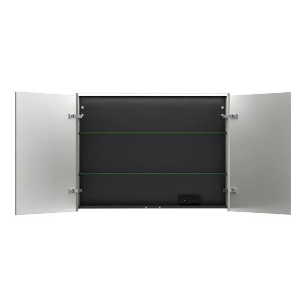 Burgbad Devio Spiegelschrank 100x76cm, LED-Beleuchtung, 2 Spiegeltüren, veloursgrau matt SPWD100F7216 