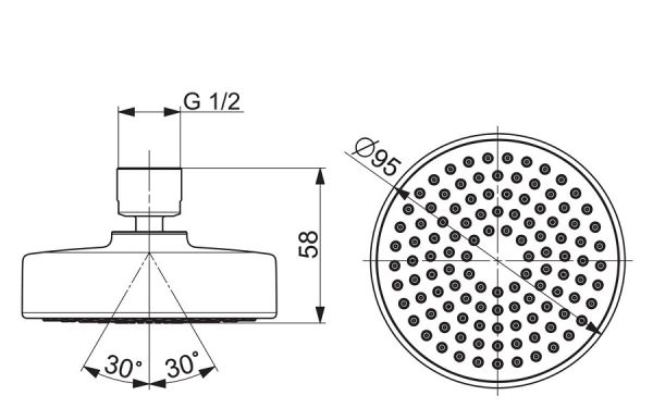 Hansa Hansabasicjet Kopfbrause Ø95mm 1-strahling, chrom