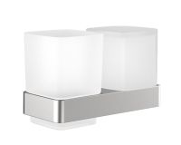 emco loft Glashalter mit Seifenspender und Becher, Kristallglas satiniert, edelstahl 053101601