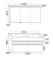 Vorschau: Burgbad Yumo Badmöbel-Set 130cm, Spiegelschrank, Doppel-Waschtisch, Unterschrank inkl. Beleuchtung