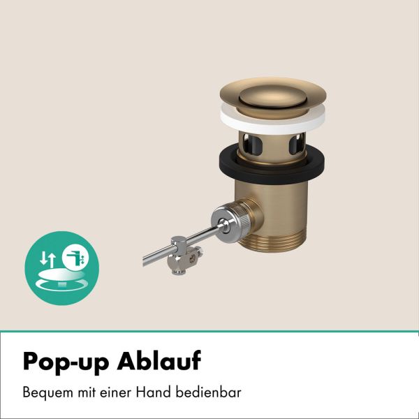 hansgrohe Vivenis Bidetmischer mit Zugstangen-Ablaufgarnitur, brushed bronze
