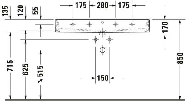 Duravit Vero Air Waschtisch rechteckig 100x47cm, mit Überlauf, ohne Hahnloch, weiß 2350100060