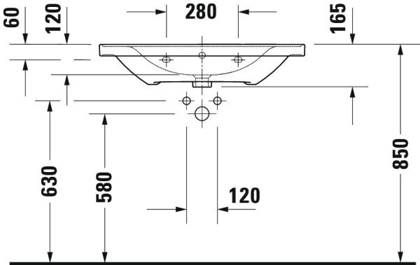 Duravit D-Neo Waschtisch rechteckig 80x48cm, mit Überlauf, ohne Hahnloch, weiß 2367800060
