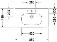 Vorschau: Duravit D-Code Waschtisch rechteckig 85x48cm, mit 1 Hahnloch und Überlauf, weiß 03428500002