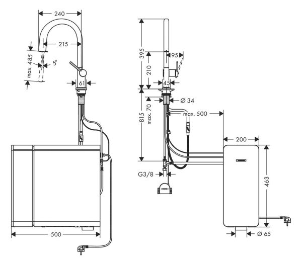 Hansgrohe Aqittura M91 Küchenarmatur mit SodaSystem 210 Starter Set, mit sBox lite, chrom