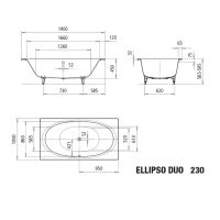 Vorschau: Kaldewei Ellipso Duo Rechteck Badewanne 190x100cm Mod.230