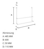 Vorschau: Smedbo Sideline Doppelhandtuchhalter 60cm für Glasduschwand, chrom