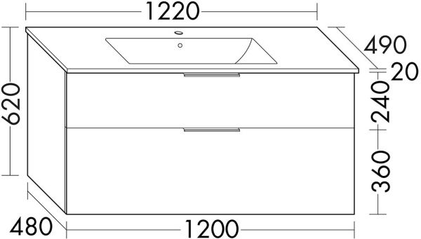Burgbad Eqio Slim Keramik-Waschtisch mit Waschtischunterschrank 122cm