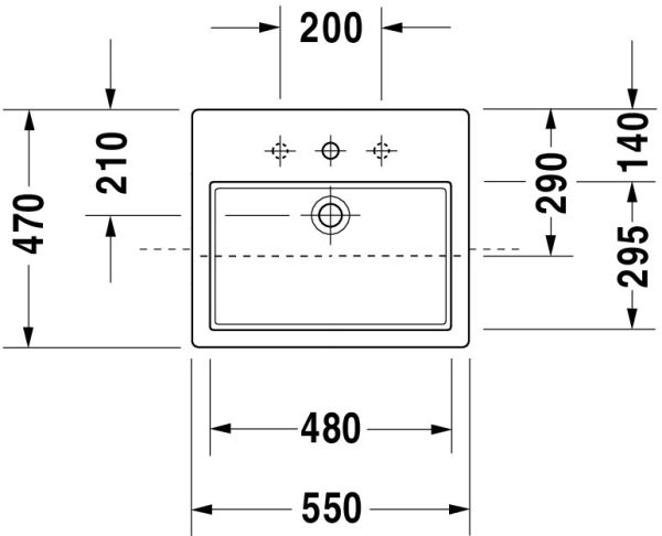Duravit Vero Halbeinbauwaschtisch rechteckig 55x47cm, mit 1 Hahnloch und Überlauf, WonderGliss, weiß 03145500001