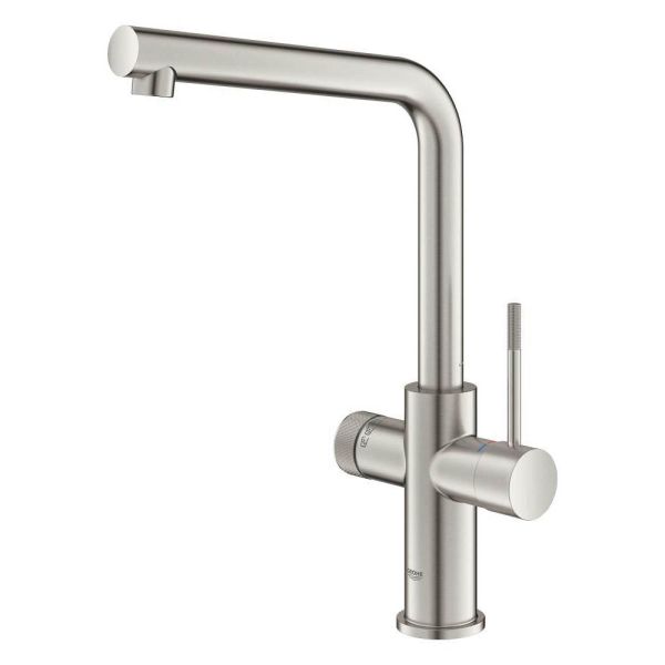 Grohe Blue 2.0 5-in-1-Armatur, L-Auslauf, supersteel 104421DC01