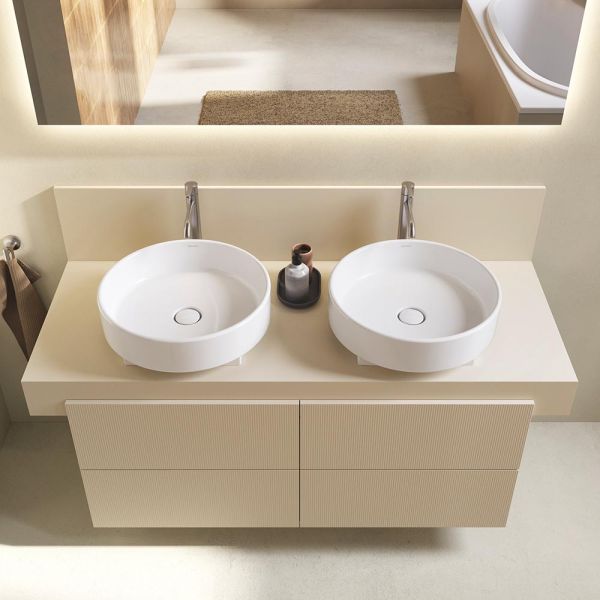 Duravit Balcoon Waschtischunterschrank 120x57x53,4cm für 2 Aufsatzbecken, sandbeige matt 