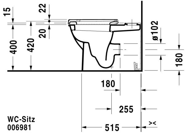 Duravit Darling New Stand-WC für Kombination, Tiefspüler, WonderGliss, weiß