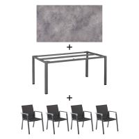 Vorschau: KETTLER CUBIC | RASMUS Gartenmöbel-Set, Tisch 160x95cm mit 4x Stapelsessel, anthrazit/charcoal