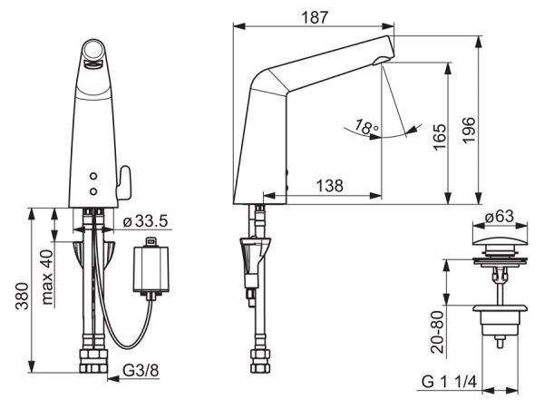 Hansa Hansadesigno Style Waschtisch-Elektronik-Batterie, Batteriebetrieb