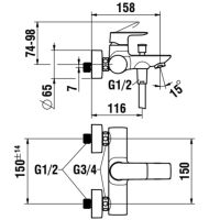 Vorschau: Laufen Cityplus Einhand-Bademischer mit Brausegarnitur