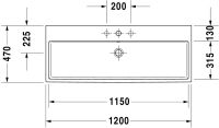 Vorschau: Duravit Vero Air Waschtisch rechteckig 120x47cm, mit 1 Hahnloch, ohne Überlauf, weiß 2350120041
