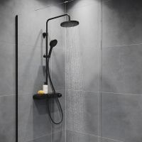 Duravit ShowerSystem Duschsystem mit Thermostat, Ablage, schwarz matt