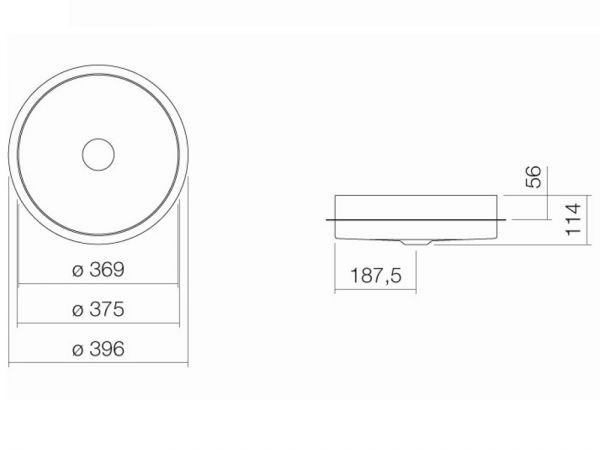 Alape KE-Serie EB.KE375 Einbaubecken Ø37,5cm für 3cm starke Platten, weiß