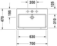 Vorschau: Duravit Vero Waschtisch rechteckig 70x47cm, 1 Hahnloch, mit Überlauf, WonderGliss, geschliffen, weiß 04547000271