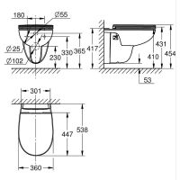 Vorschau: Grohe Bau Keramik Set Wand-Tiefspül-WC mit Soft-Close-WC-Sitz, weiß
