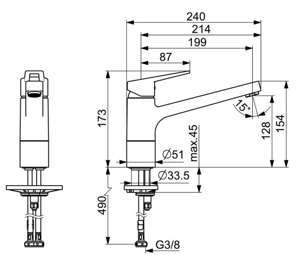 Hansa Hansatwist Spültisch-Einhand-Einlochbatterie, Bügelhebel, schwenkbar, chrom