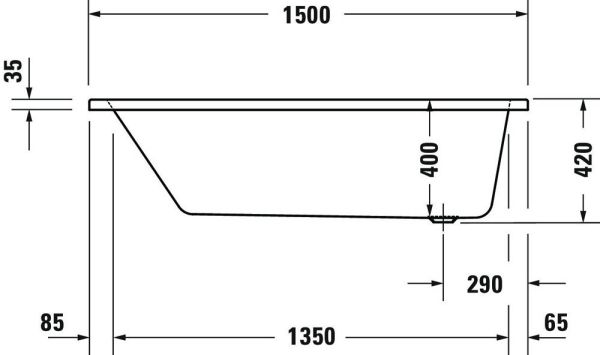 Duravit No.1 Rechteck-Badewanne 150x70cm, weiß