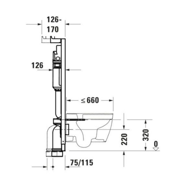 Duravit DuraSystem Vorwandelement Basic H: 115 cm für Wand-WC