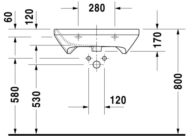 Duravit DuraStyle Waschtisch 65x57cm, mit 1 Hahnloch, mit Überlauf, WonderGliss, weiß 23296500001