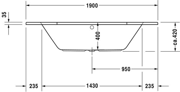 Duravit D-Code Einbau-Badewanne sechseckig 190x90cm, weiß