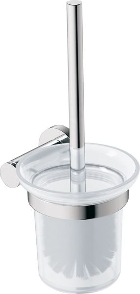 Duravit D-Code Toilettenbürstengarnitur wandhängend mit Glasbecher, chrom