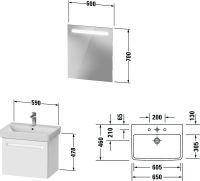 Vorschau: Duravit No.1 Badmöbel-Set 65cm mit Waschtisch, Spiegel, 1 Auszug und Innenschublade