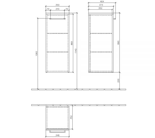 Villeroy&Boch Avento Seitenschrank mit 2 Türen, Türanschlag links, Technische Beschreibung A89500