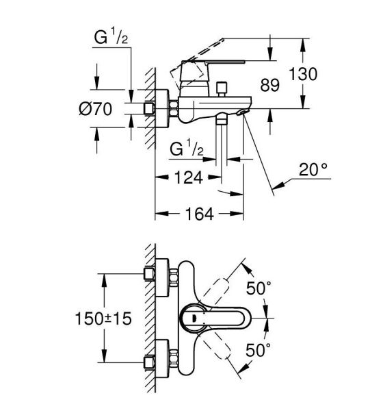 Grohe Get Einhand-Wannenbatterie, chrom