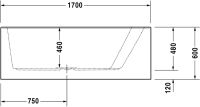 Vorschau: Duravit Paiova Einbau-Badewanne trapezförmig, Rückenschräge rechts 170x100cm, weiß
