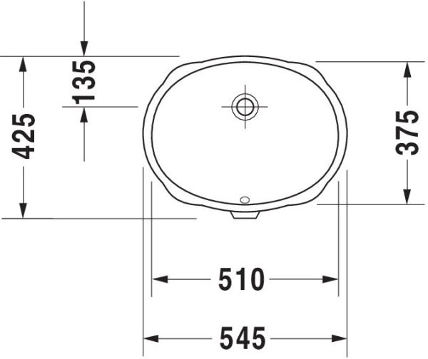Duravit Universal Unterbauwaschtisch oval 51x37,5cm, mit Überlauf, ohne Hahnloch, WonderGliss, weiß 04665100001