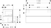 Vorschau: hansgrohe Xilesa E Unterschrank 118x47cm für Waschtisch mit 2 Schubkästen, Grifffuge