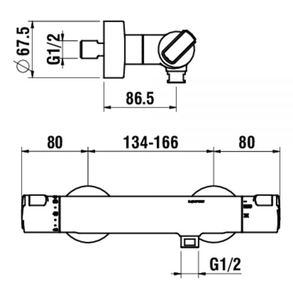 Laufen Citypro Thermostatischer Duschenmischer, chrom H3339570044001_1